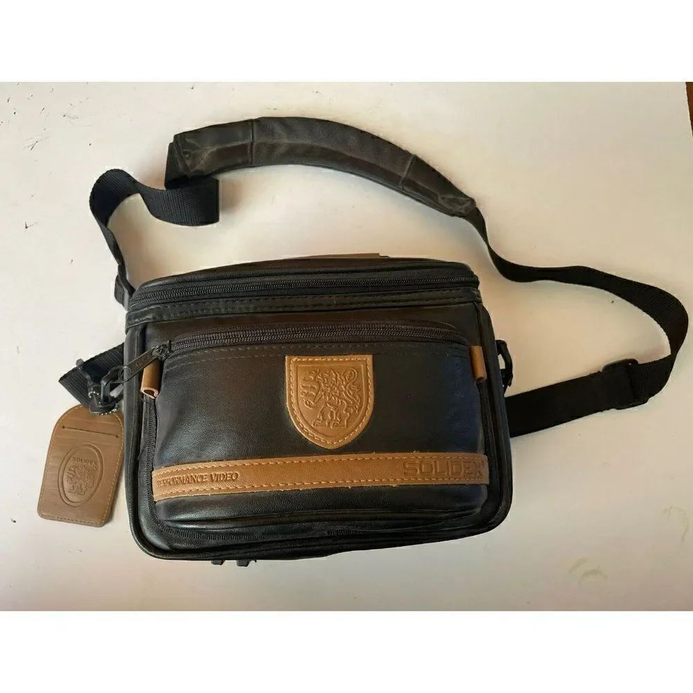 Solidex Performance Video Black Leather Camera Bag 10" x 5 " Compartment